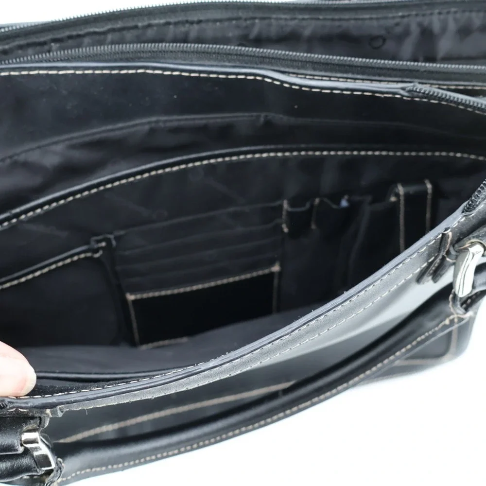 Franklin Covey Leather‎ Briefcase Laptop Bag Organizer Black Office Professional